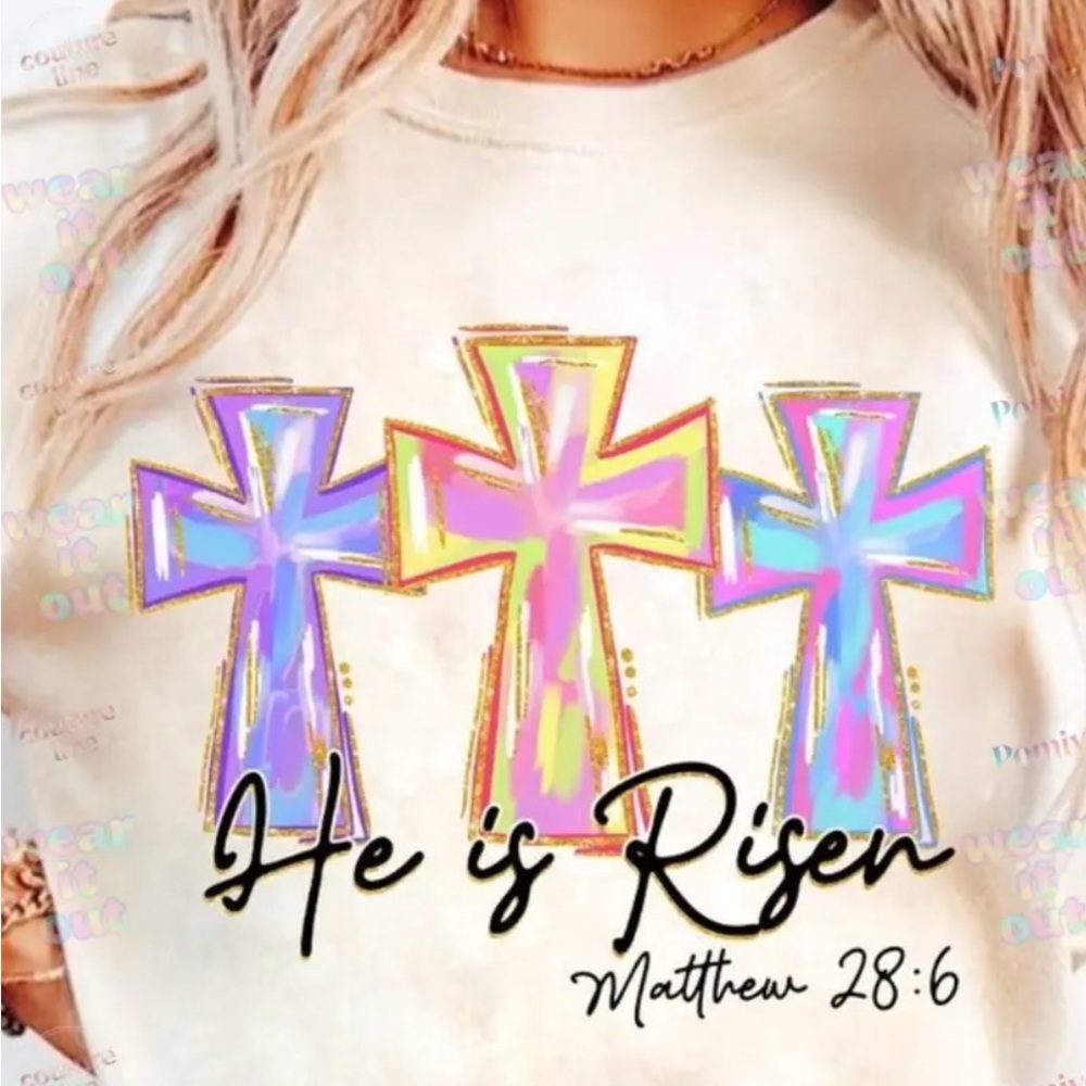 He is Risen T Shirt. M, L, XL, 2X, 3X